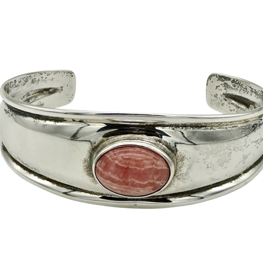 Joseph Esposito ESPO 925 Sterling Silver Rhodocrocite Bracelet Cuff Signed VTG